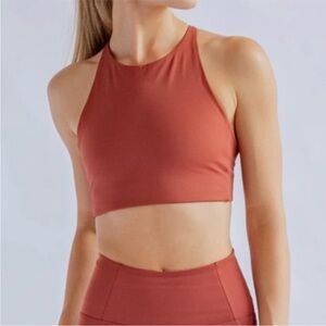 GIRLFRIEND COLLECTIVE TOPANGA HIGH NECK SPORTS BRA ORANGE TOASTED APRICOT - XS